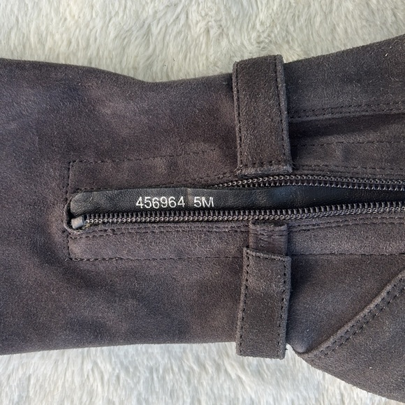 EUC Aquatalia Gray Over the Knee Boots Suede Finish Size 5 Women Leather Heeled - Picture 6 of 10